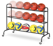 Basketball Rack Training Stand - Tilt Ball Equipment Holder Rolling Storage Cart