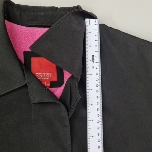 Esprit Outerwear Large Damen langer schwarzer Regenmantel, Jacke, rosa Fleece gefüttert, L - Bild 18 von 20