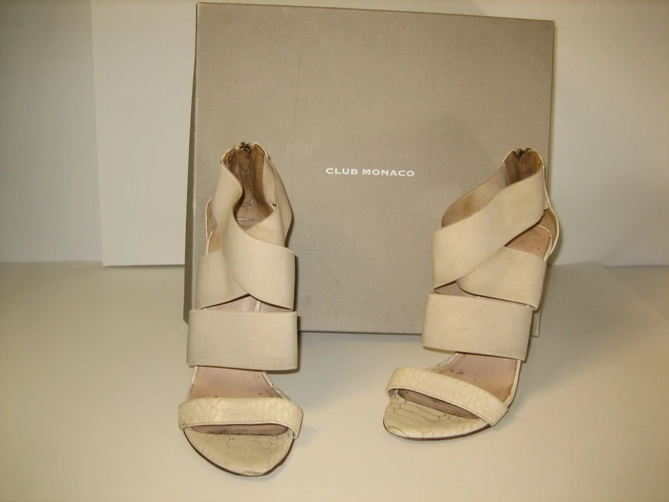 Sandálias femininas Club Monaco gladiador salto cruzado creme 7,5 PRÓPRIAS - Imagem 2 de 4
