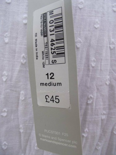 White Swiss Cotton Lightweight Summer Dress Lined UK 12 PER UNA BNWT RRP £45.00 - Picture 4 of 4