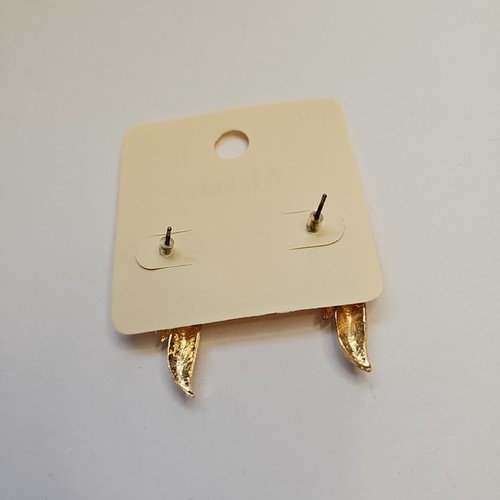 Ohrringe Ohrstecker Hänger Feder Blattform rosa und goldfarben 1,38" Tropfen - Bild 6 von 8