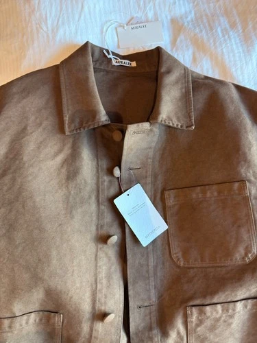 AURALEE Garment Dyed Organic Cotton Heavy Twill Short Work Jacket Brown Sz. 4 image 3
