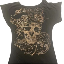 Zara Skull T Shirt Trafaluc Woman’s Medium Black Blouse Halloween