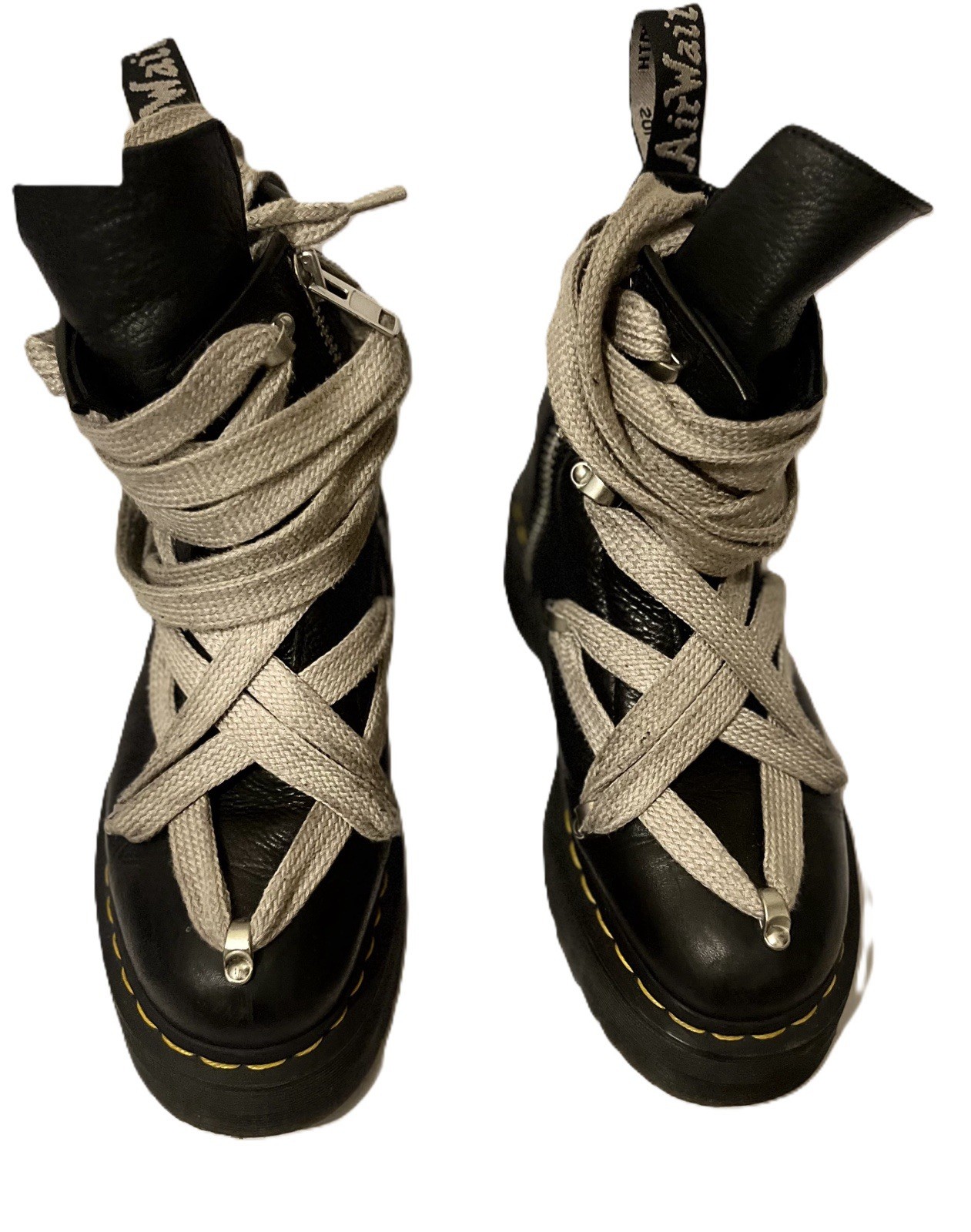 SAOLA Stivali Dr. Martens X Rick Owens 1460 suola quad pentagramma jumbo pizzo (taglia EU 39)