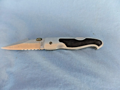 Bushmaster 5902S Folding LOCK BACK Belt KNIFE  8¼'' long w/ leather sheath Taiwan