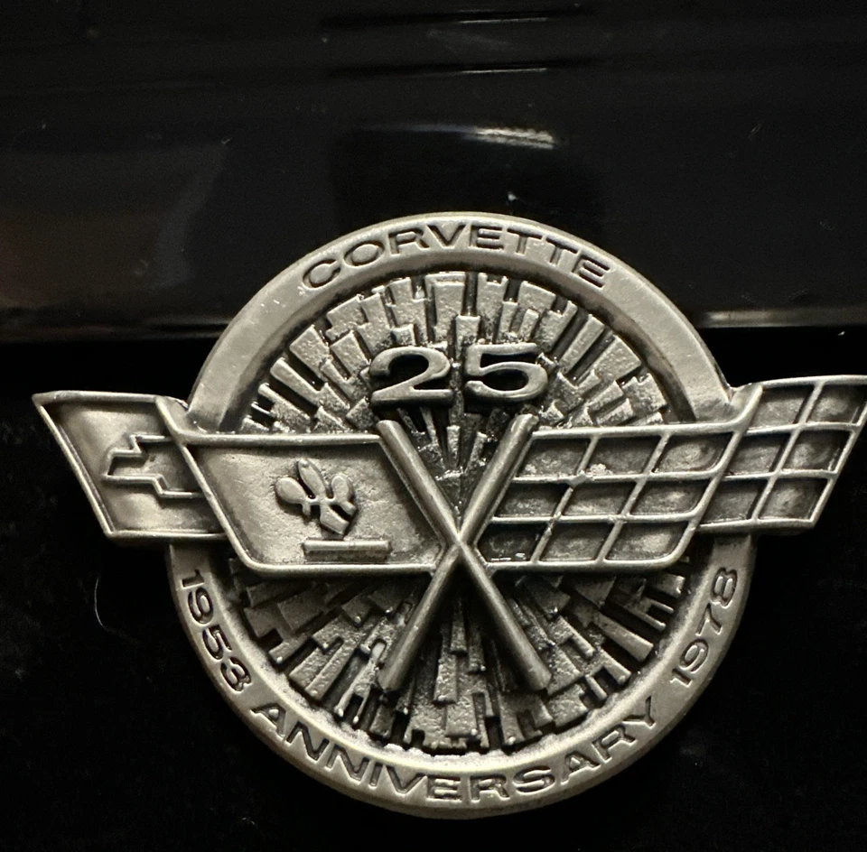 Hebilla de cinturón de peltre chevy corvette 1978 vintage 25 aniversario Foto 2 de 4