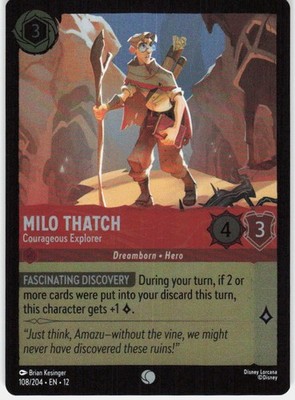 Milo Thatch Courageous Explorer Foil 108/204 Wilds Unknown Disney Lorcana
