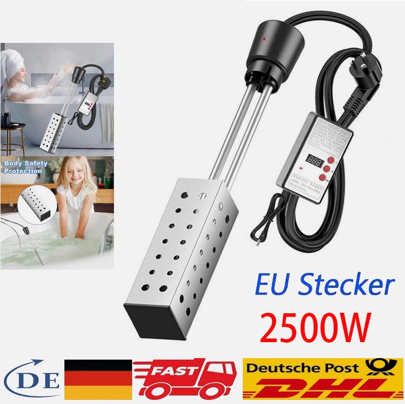 2500W Timing Piscina Calefacción Sumergible Bañera Eléctrica Calentador de Agua Sumergible