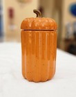 10 STRAWBERRY STREET ORANGE PUMPKIN COVERED CANISTER-ARTISIAN COLLECTION