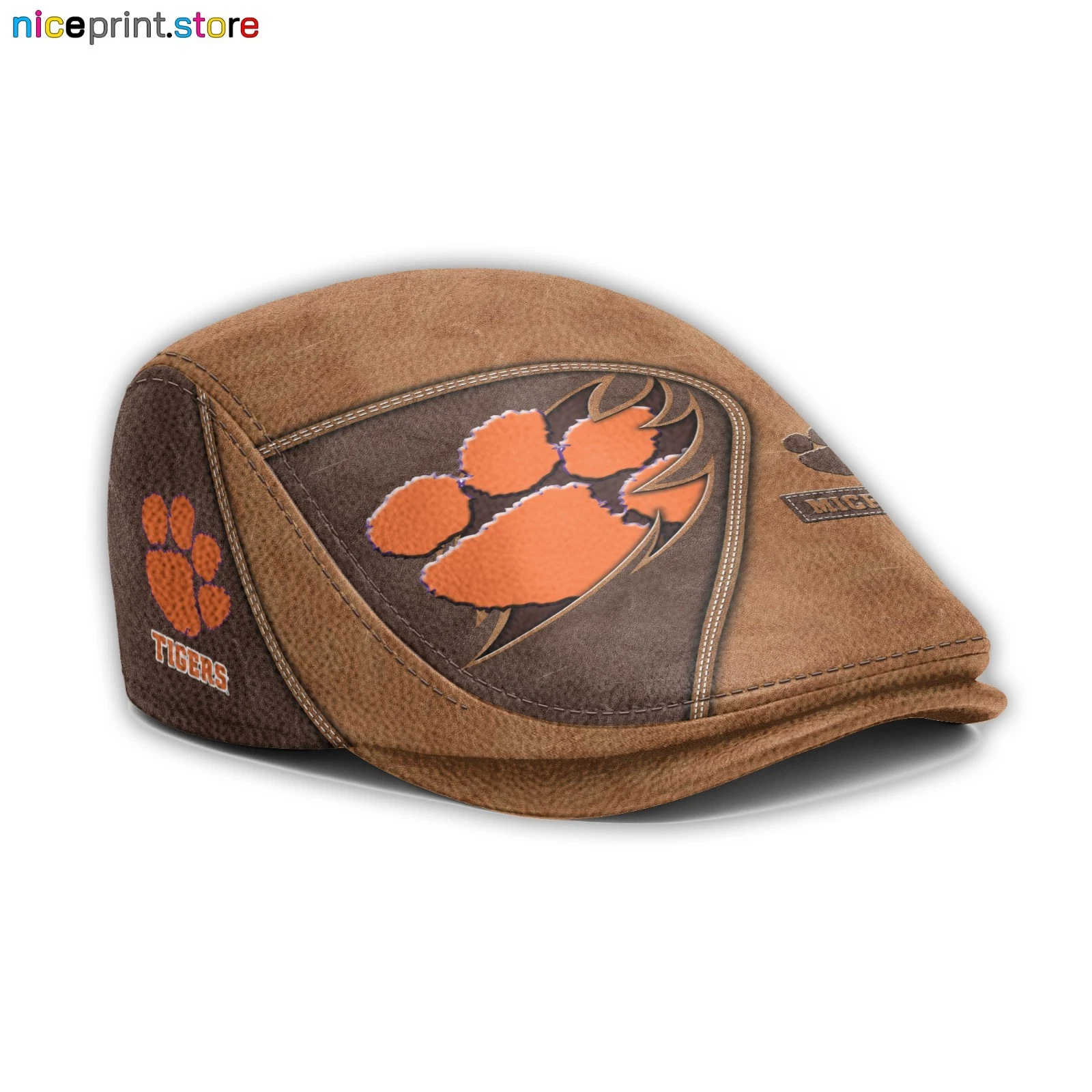 Leather Cap Clemson Team Tigers Jeff Cap NCAA Driver Cap Golf Cap NCAA Flat Cap