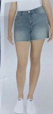 Seven7 Womens Weekend Shorts Light Blue Denim Distressed Fray Hem 12 NWT