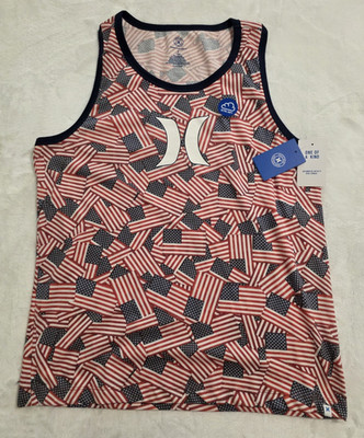 Hurley Men's Flag Four Corners AOP Jersey Fashion Tank Top Shirt Size Large NWT