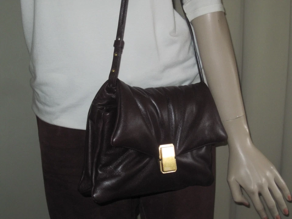 Massimo Dutti Tasche Umhängetasche Echtleder gepolstert Bordeaux Rot Neuwertig! - Bild 3 von 4