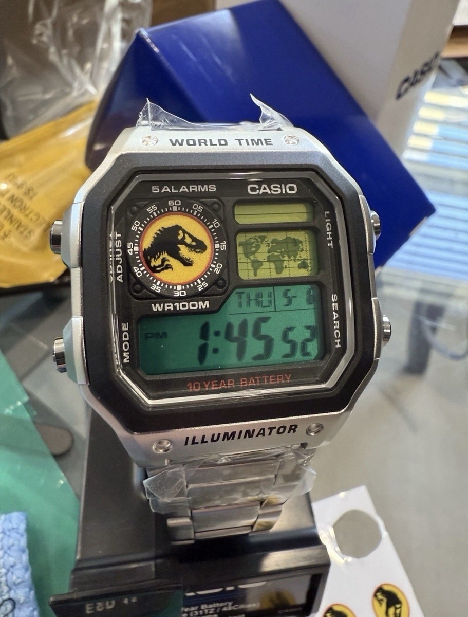 Custom Jurassic Park Stainless Steel Watch - Casio Royale AE1200