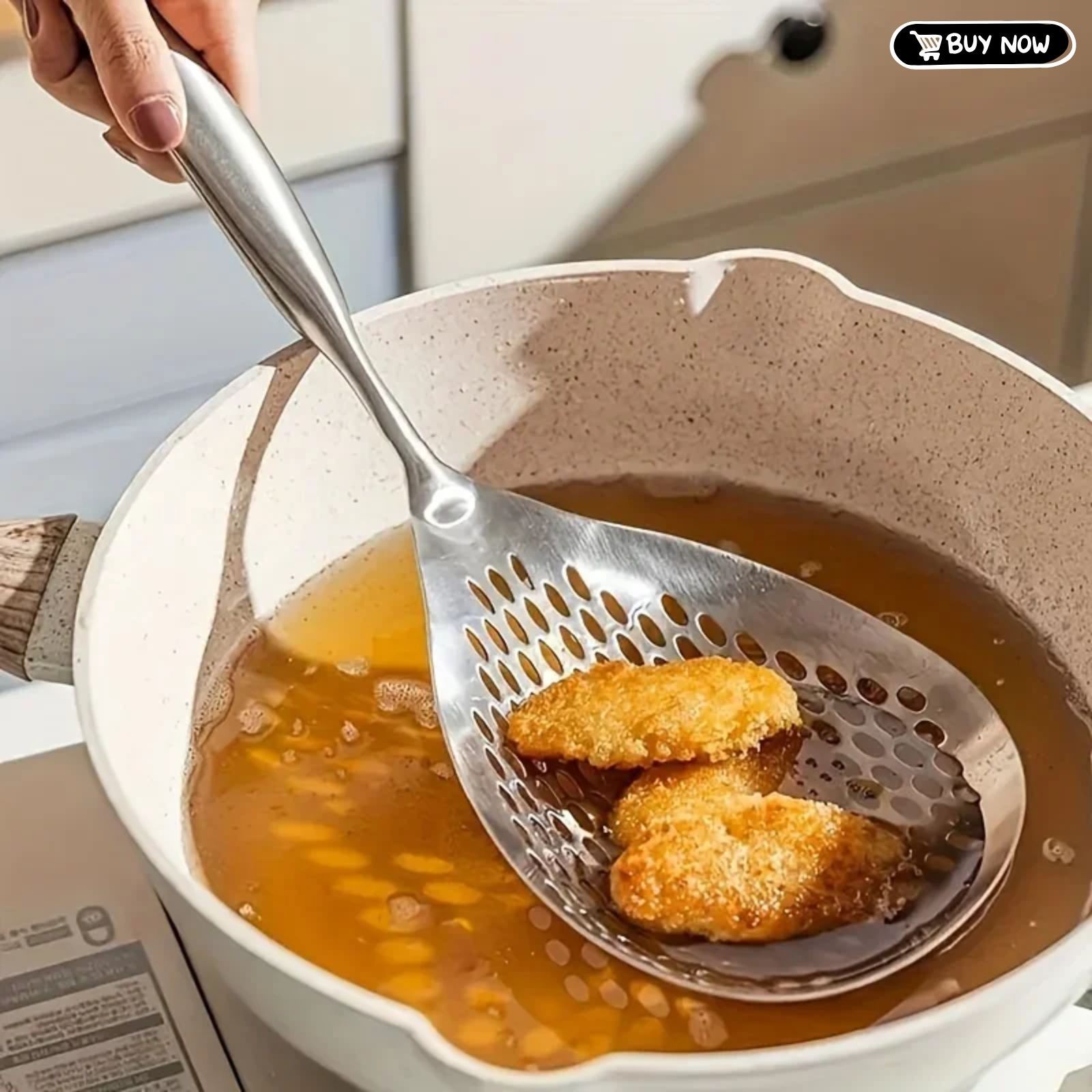 1pc Heavy-duty Stainless Skimmer – Frying & Cooking Strainer Spoon for Kitchen