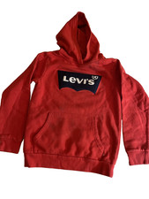 Levis Hoodie Boys 10 12 Red Pullover Chenille Logo T5 