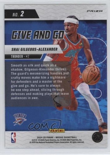 2024-25 Panini Mosaic Give and Go Green Prizm Shai Gilgeous-Alexander #2 10up - Foto 2 di 3