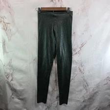 Commando Leggings Womens Medium Green Faux Leather High Rise Croc Alligator 