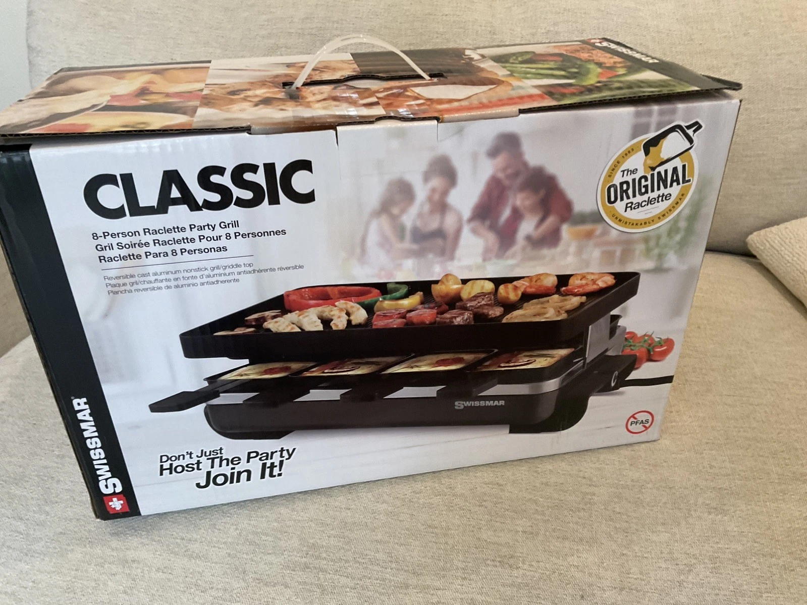 NIB Swissmar Classic Raclette 8 Person Grill with Cast Aluminum Grill Plate NEW