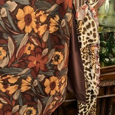Vintage Italy Scarves - 1 Heavy Large Square Brown Gold Floral 32 plus 3 Random