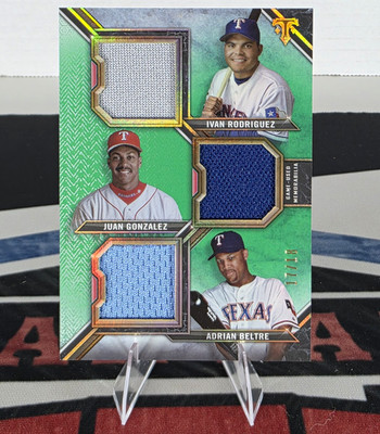 2021 Topps Triple Threads Emerald Relic Combo - Rodriguez/Gonzalez/Beltre #/18