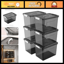 19 Quart Stackable Storage Bins with Lids - 6 Pack Clear Organizer Boxes for Gar