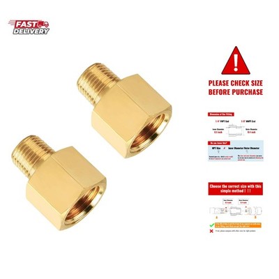 1/8 Inch Male x 1/4 Female NPT Reducer, Brass Pipe Fitting Adapters, 1/8'' Ma...