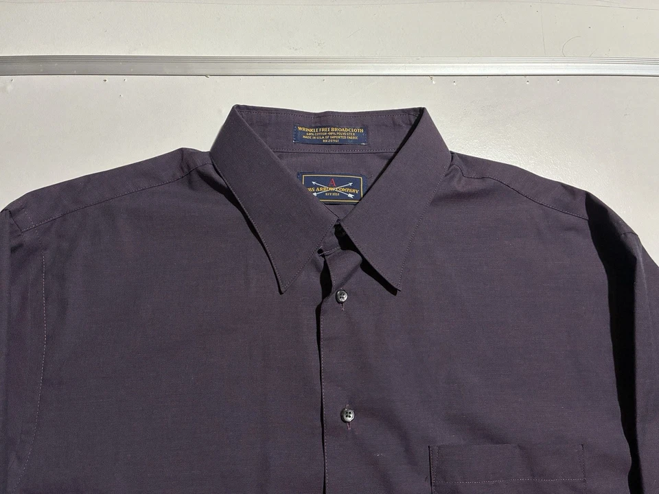 Vintage Arrow Company Dress Shirt Made In USA Plum Purple 17 32/33 Wrinkle Free - Image 3 of 4