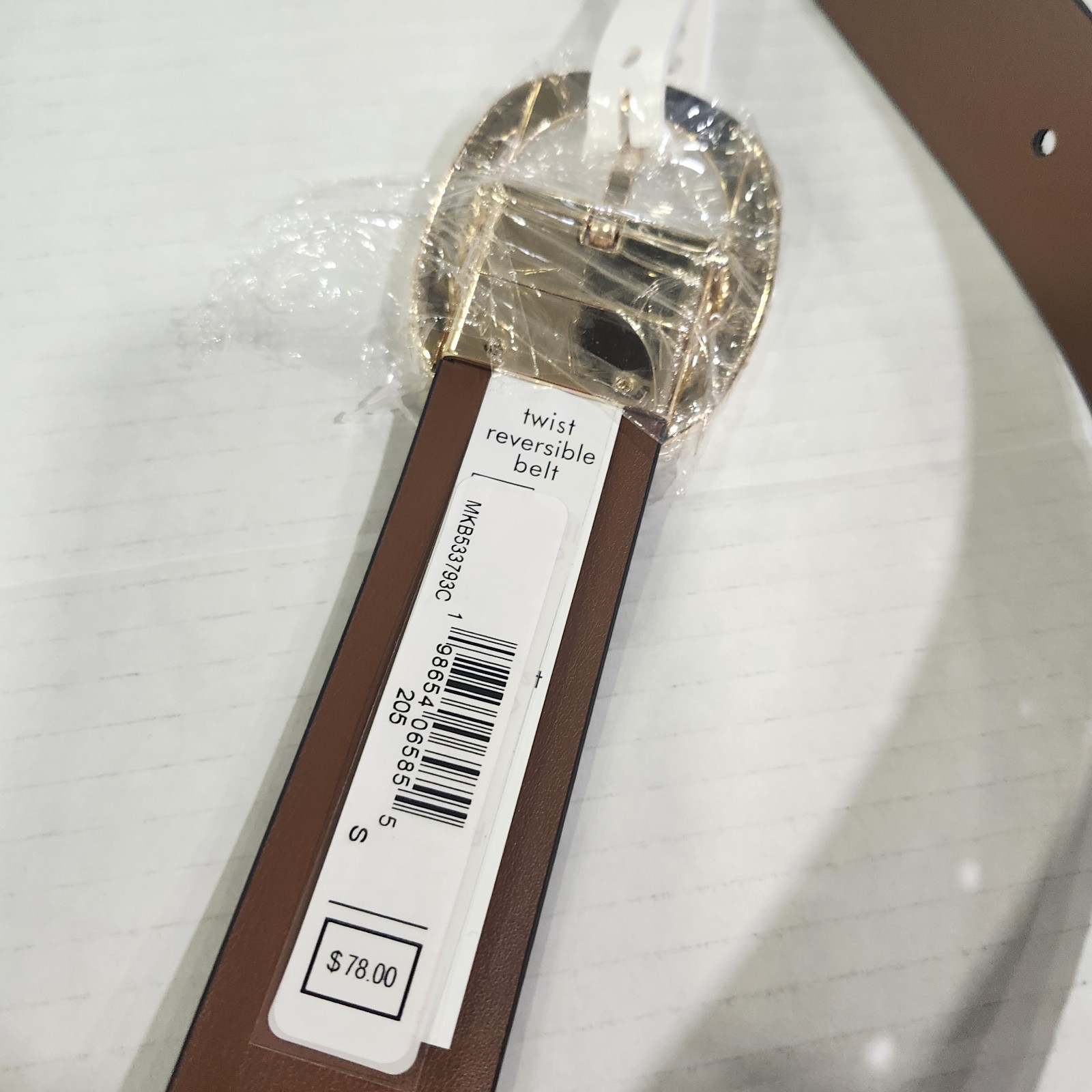 New MICHAEL KORS MK LOGO Adjustable Belt  Reversible BROWN/MK logo  BuckleSz S thumbnail 4