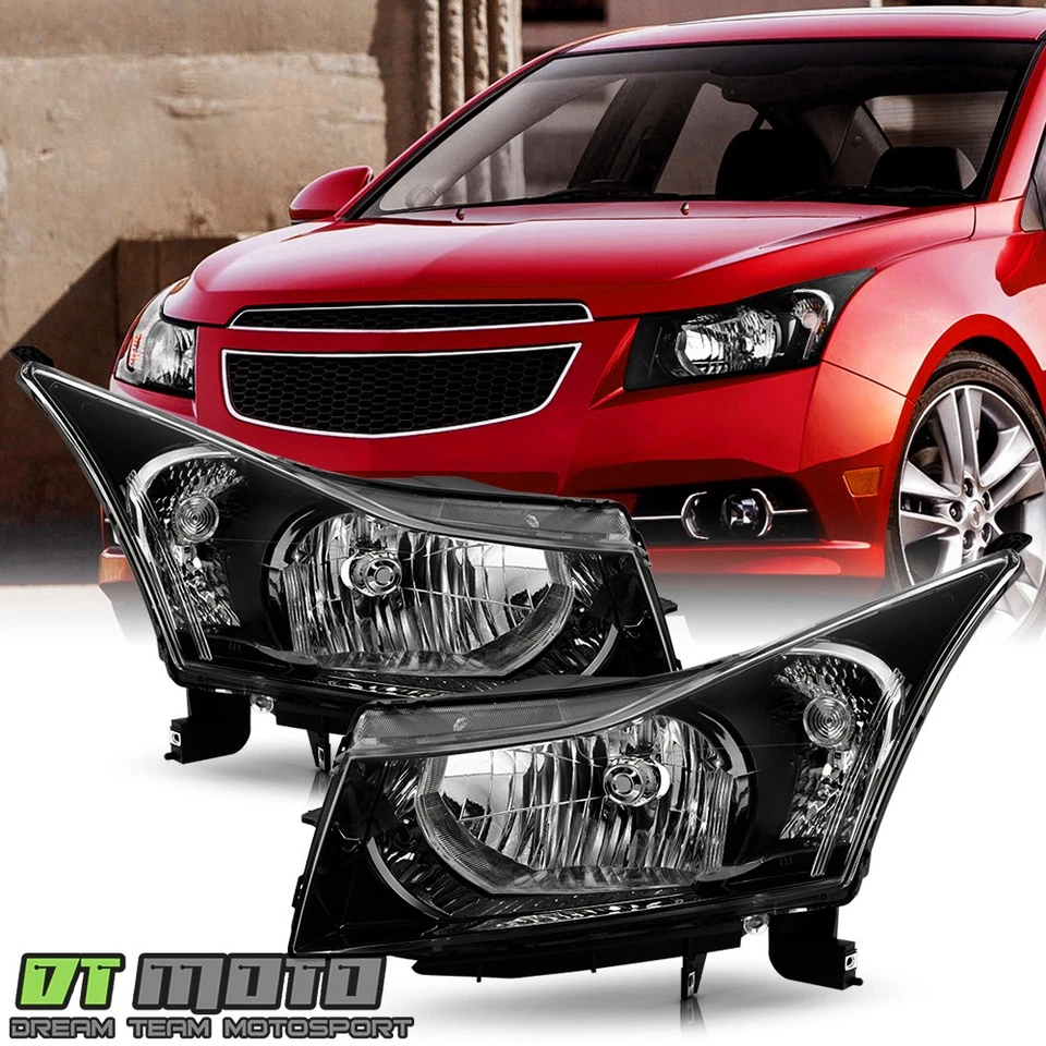 [ALL Black] 2011 2012 2013 2014 2015 Chevy Cruze Headlights Headlamps Left+Right - Imagem 2 de 4