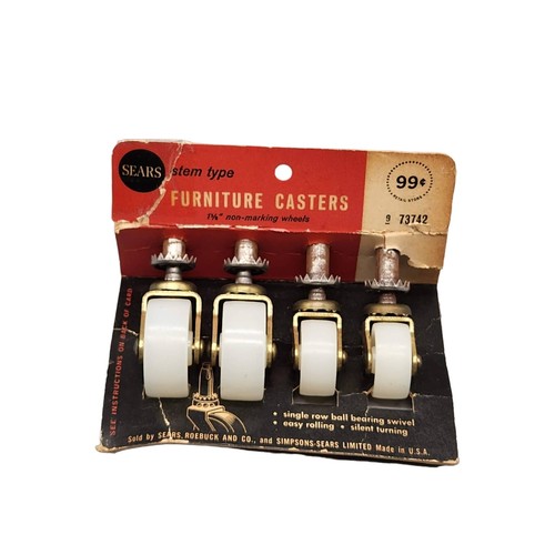 Sears 4-Furniture Casters Metal/ Plastic Original Package #73742 - Picture 4 of 4
