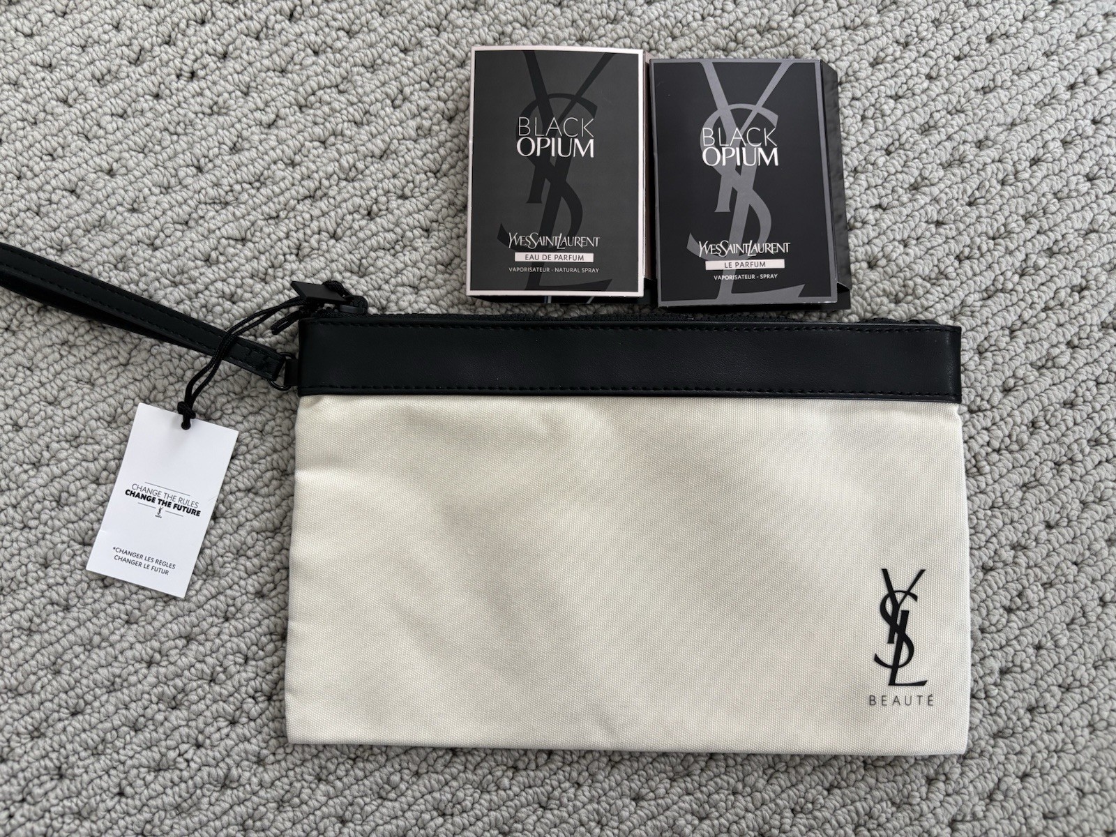 Borsa cosmetica YSL Yves Saint Laurent da polso bellezza zip trucco pochette con campione