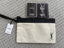 YSL Yves Saint Laurent wristle beauty Zip make up cosmetic Bag Pouch w Sample