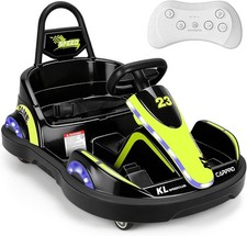 NEW 12V Kids Electric Ride On Bumper Car Remote 360 Spin LED Music Green/Black