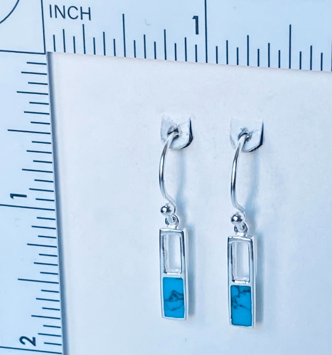 Turquoise Dangly Rectangle with Negative Space Vi… - image 1