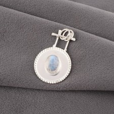 Valentines Deal 925 Sterling Silver Natural Rainbow Moonstone Wedding Pendant
