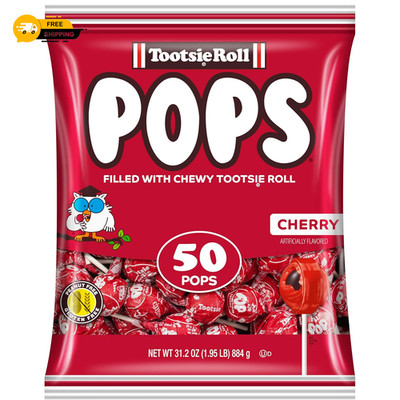 Tootsie Pops Cherry Flavored Lollipops with Chocolatey Center 50 Count