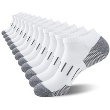 Mens Athletic Ankle Socks Moisture Wicking Cushion Running Low Cut Sock 6 Pack