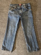 Wrangler Jeans Boys 12 Husky Classic Boot Straight Leg Blue Denim Adjustable