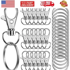 100PCS  Swivel Snap Hooks with Key Rings,Metal Lanyard Keychain Hooks Lobster...