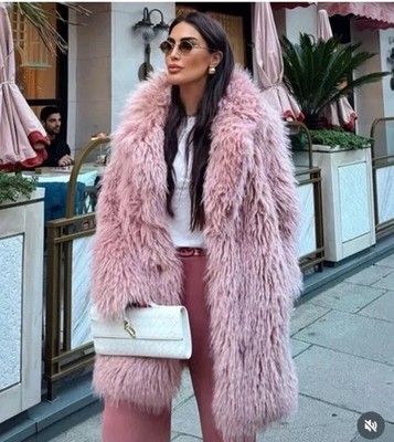 ZARA ZW COLLECTION FAUX FUR COAT PINK FW24/25 SIZES S REF. 3362