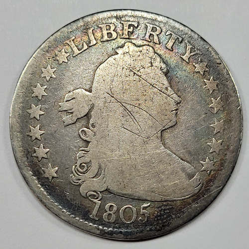 1805 25c Draped Bust Quarter Genuine Circulated Early Silver Type Coin *V8