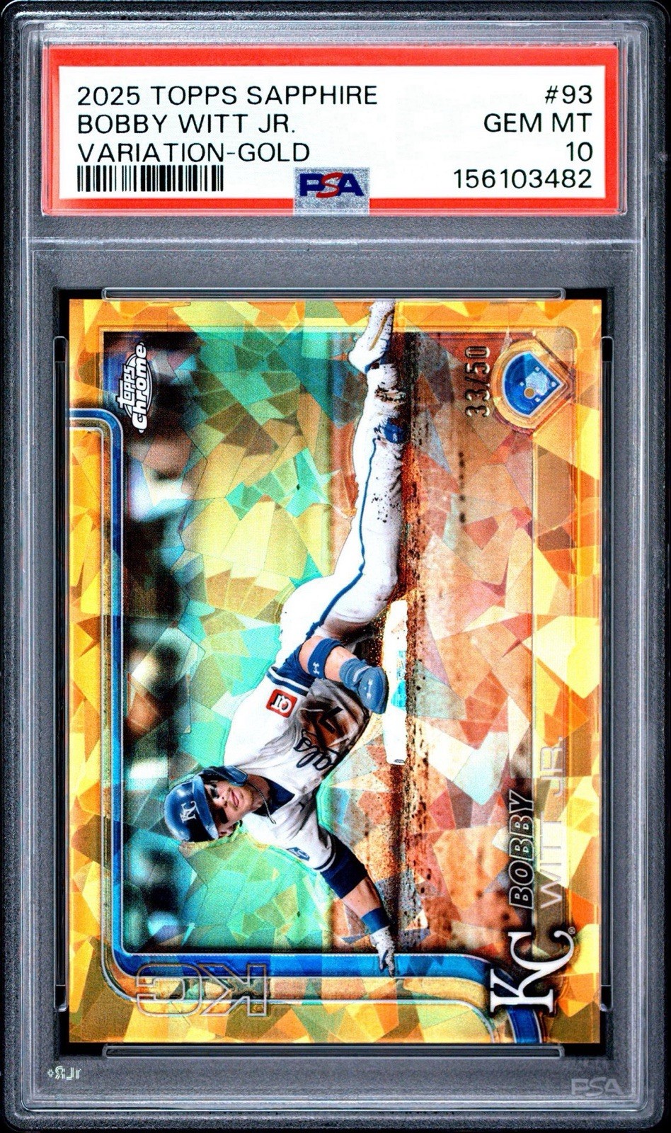2025 Topps Chrome Sapphire Image Variation Bobby Witt Jr. Gold /50 PSA 10 Royals