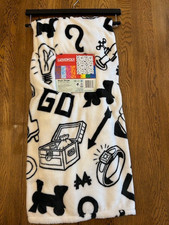 Monopoly Plush Throw Blanket 50" x 60 Game Pieces and Board Icons NEW