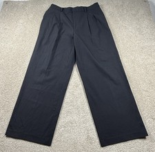 Uniqlo Womens Large Black Pleated Wide Leg Dress Pants