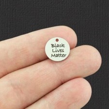Black Lives Matter Stainless Steel 13mm Round Charms - BFS007-5467