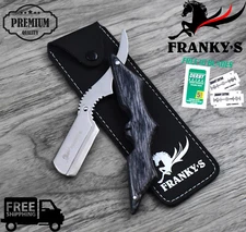 BATMAN Steel Handle Straight Edge Barber Razor Folding Shaving Knife&10 Blade