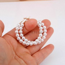 Gold Pearl Bridal Dress Hoop Earrings White Pearl Earrings Drop Dangle Earrings