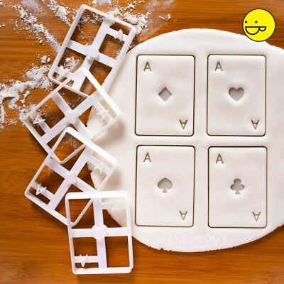 4er Set Ace Poker Karten Ausstechformen (Pik, Diamant, Keule, Herz) | Keks