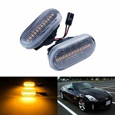2x Clear Amber LED Side Indicator Repeater Light For Nissan 350Z Micra Cube Note